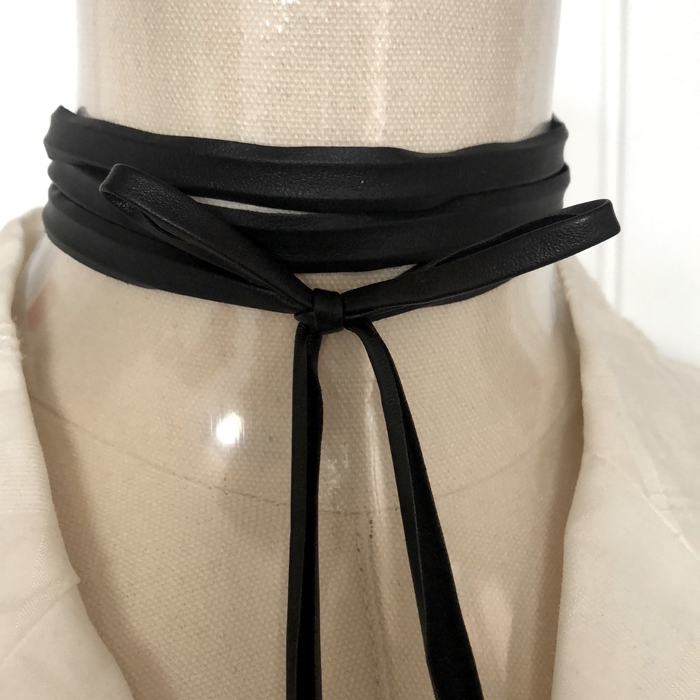 FAUX Leather, bow tied choker by bebe